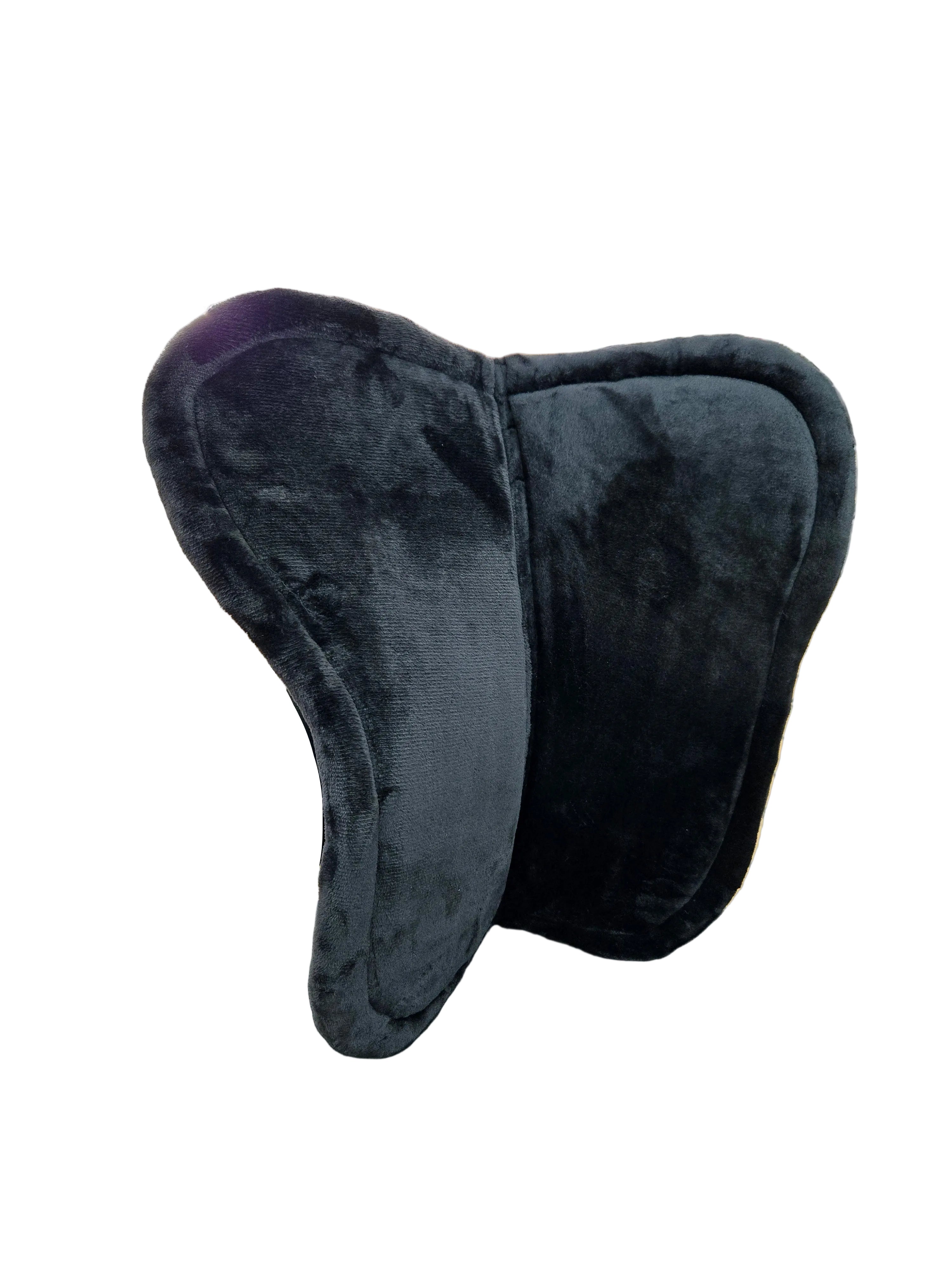 Gray saddle pad on a chair with a tiled floor background